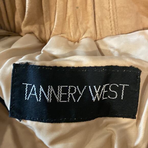 Tannery West Tan Vintage Jogger Style Buttery Leather Pants Sz 32 Elastic Lined - Picture 2 of 12